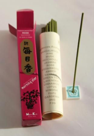 Morning Star Rose Incense | Box of 50 sticks & holder by Nippon Kodo