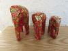 Red Floral (2) Themed Kashmiri Elephant Family
