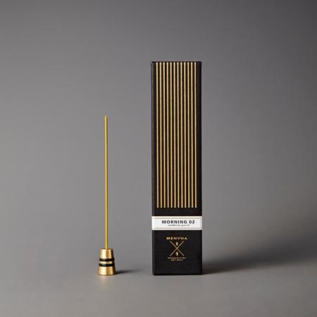 Fine Japanese Incense by Menuha | Morning 02 | 30 Sticks in a Glass Tube with Brass Holder