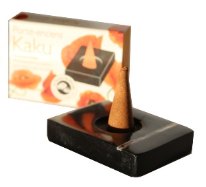 Incense Cone Holder / Burner | Kaku | Black | with Mother of Pearl inlay