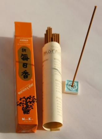 Morning Star Amber Incense | Box of 50 Sticks & Holder by Nippon Kodo