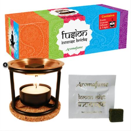 Aromafume Incense Brick | Fusion Sample Set | Complete kit including diffuser, 20 bricks and candle