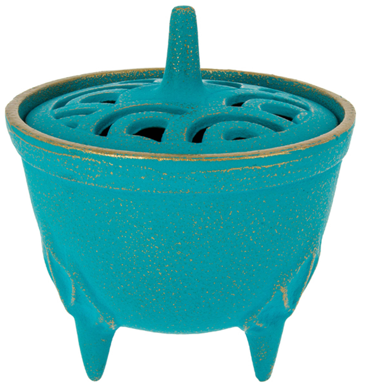 Cast Iron Incense Bowl with Lid | Turquoise | by Japanese maker Iwachu