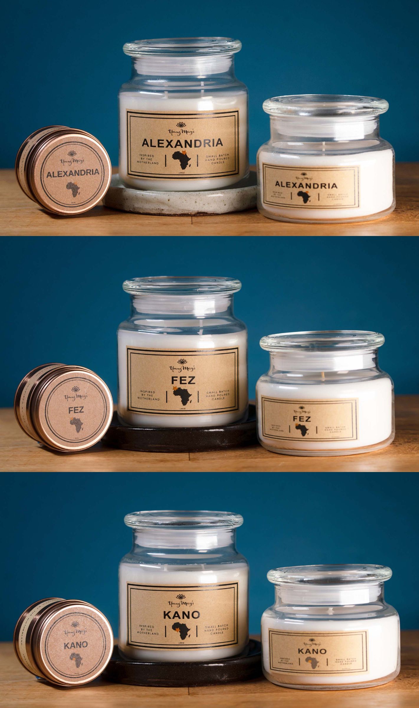 New! African scented candles from Young Mary's