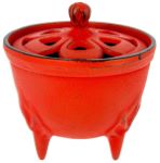 Cast Iron Incense Bowl with Lid | Red | by Japanese maker Iwachu
