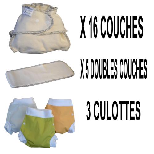 Start Pack, 16 couches lavables Evolutive Modulo Bio (coton bio) + 3 Lulu Boxer Uni ou Imprimés - taille au choix - A partir de