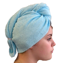 Serviette sèche cheveux Bambou Bleu