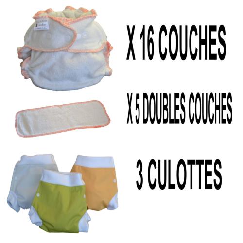 Start Pack, 16 couches lavables Evolutive Lulu Bambou + 3 Lulu Boxer taille au choix