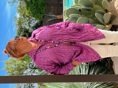 CAPRICE - CHEMISE OVERSIZE LILAS TISSUS GAUFRE