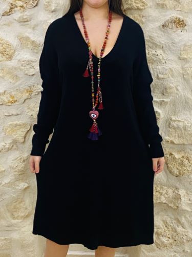 LUCYLOU - ROBE PULL EN MAILLE NOIR