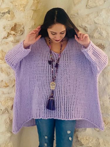 DOUDOU - PULL LILAS OVERSIZE
