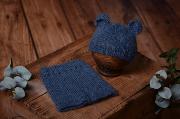 Navy blue mohair set with ears