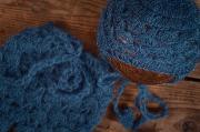 Completo di angora pantalone e berretto aperto blu marino