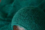 Set en mohair de wrap et bonnet bleu verdâtre