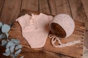 Light pink mohair bodysuit and hat