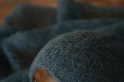 Set Wrap aus Angora mit Mütze in Dunkelbraun