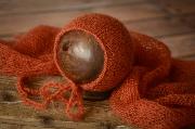 Russet mohair wrap and hat set