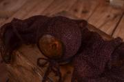 Dark brown mohair wrap and hat set