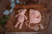 Light pink teddy bear and hat set