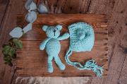 Aquamarine teddy bear and hat set