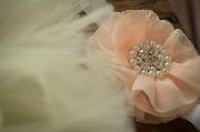 Beige tulle tutu and flower headband set