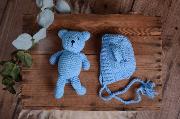 Blue teddy bear and hat set