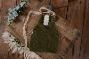 Bottle green mohair short dungaree with bow and pearls