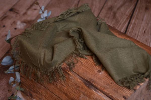 Olive green fringed little fabric