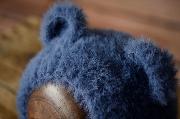 Blue fur hat with ears