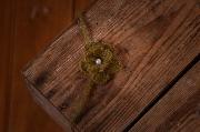 Olive green mohair headband with pearl