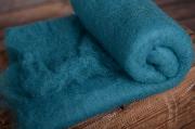 Decke aus Wolle in Türkisblau