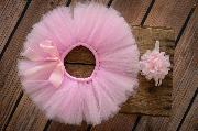 Pink tulle tutu and flower headband set