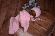 Light pink smooth mohair wrap and hat set