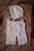 White mohair pants and hat set