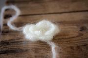 White mohair headband with pearl