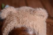 Bonnet oreilles de fourrure beige