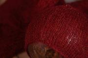 Burgundy mohair wrap and hat set