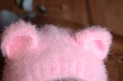 Bonnet oreilles de fourrure rose clair