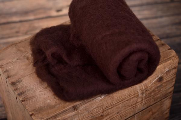 Decke aus Wolle - dunkelbraun