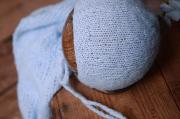 Sky blue smooth mohair wrap and hat set