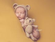 Light brown teddy bear and hat set