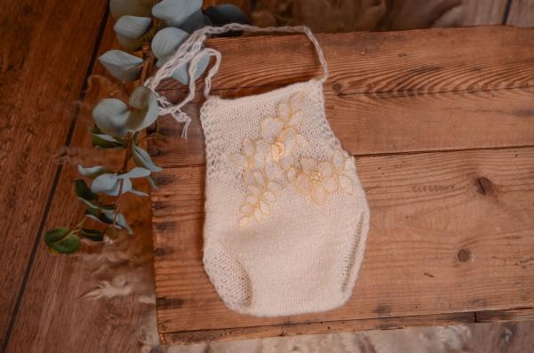 White mohair bodysuit with flowers