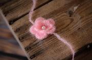 Pink mohair headband with pearl