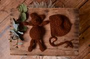 Brown teddy bear and hat set