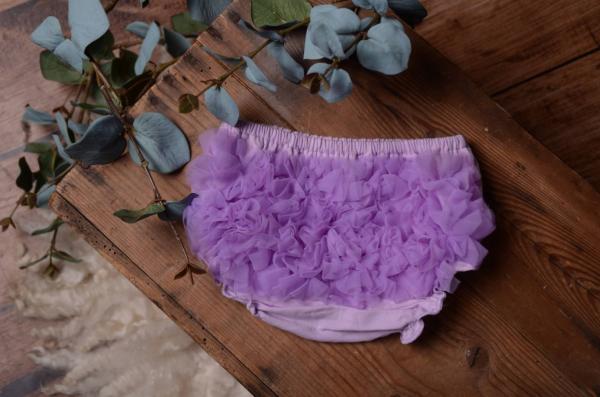 Lilac ruffled nappy-cover