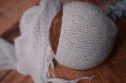 Set Wrap aus glatter Angora mit Mütze in Grau
