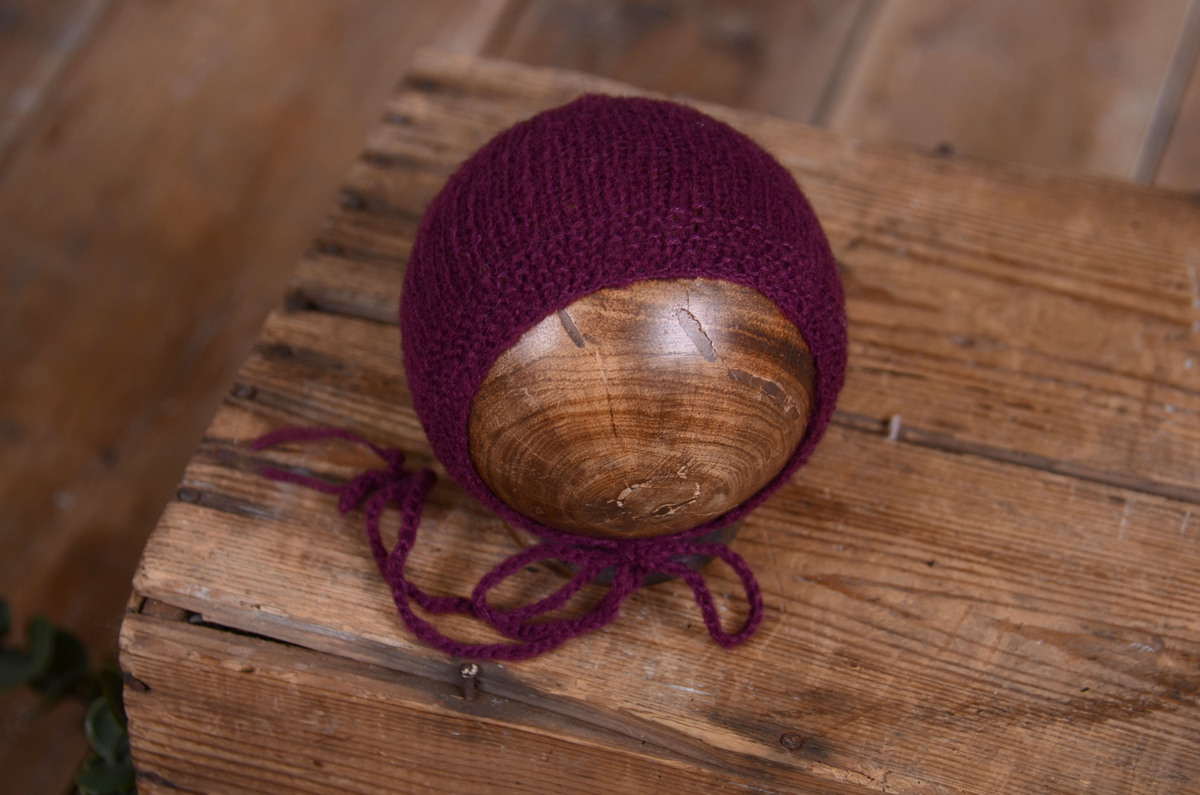 Gorro de angora liso burdeos