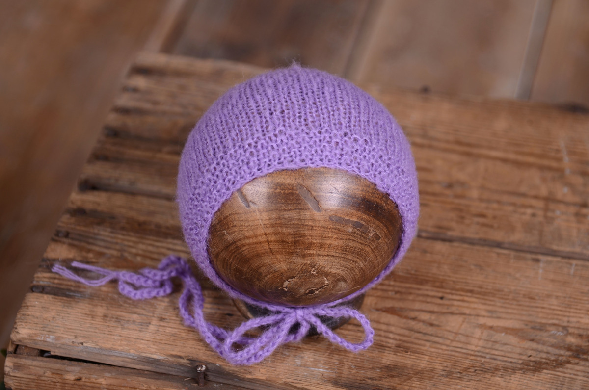 Gorro de angora liso lila