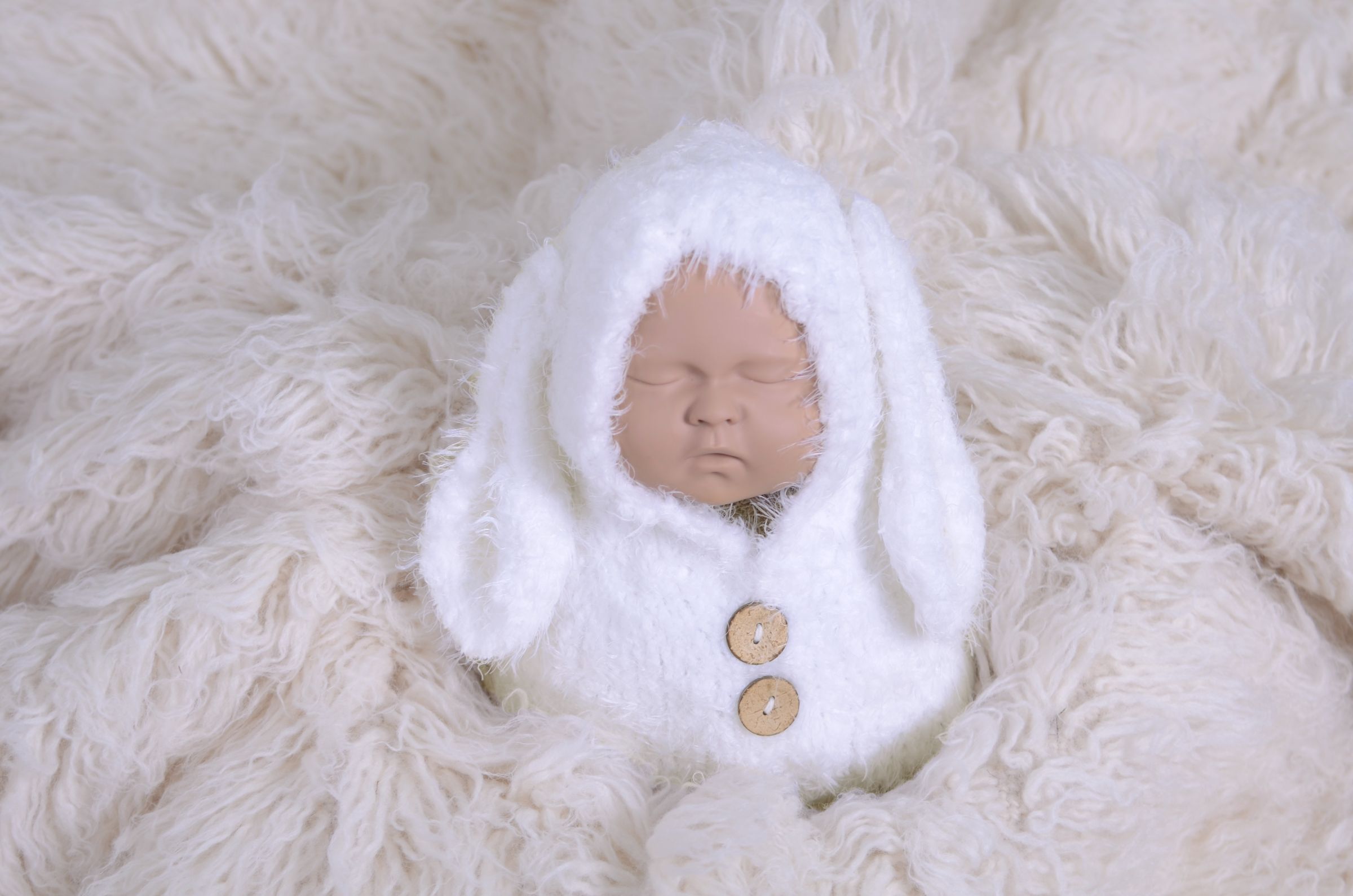 Sackpyjama mit Ohren in Weiß