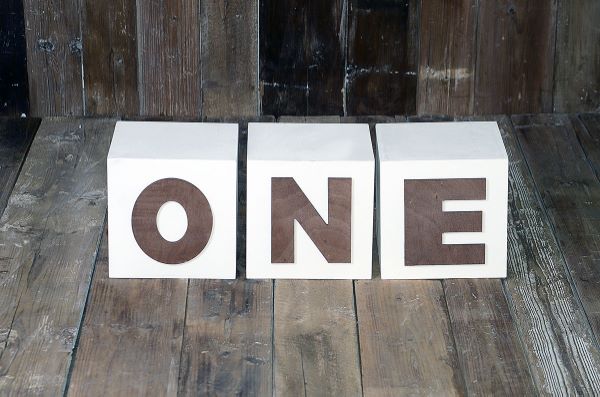 Set of three white one-two cubes